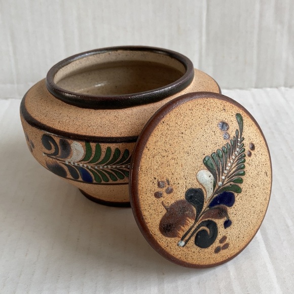 Netz Pottery Mexico Tonala fern leaf covered trinket dish bowl - Picture 13 of 15